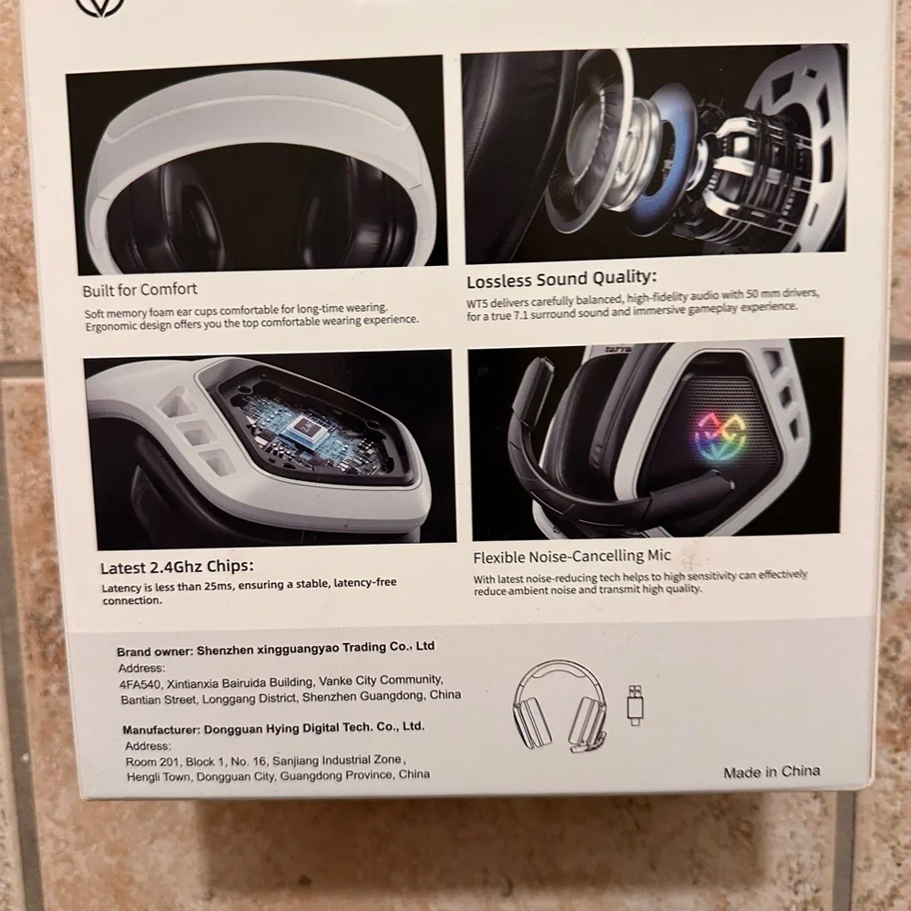 WT5 Wireless Gaming Headset - White and Black